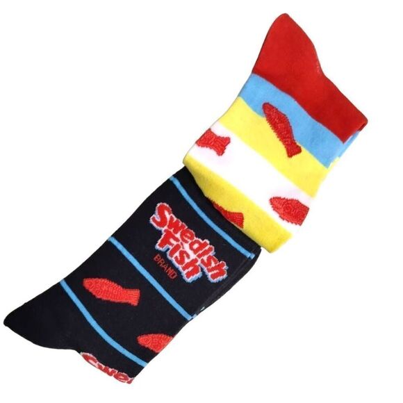 NWT Swedish Fish Crew Length Novelty Socks Size L - Picture 2 of 7